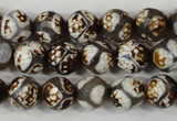 CAG4708 15 inches 10mm faceted round tibetan agate beads wholesale