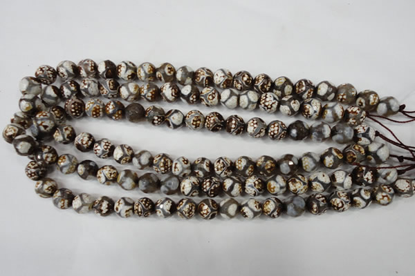 CAG4708 15 inches 10mm faceted round tibetan agate beads wholesale