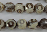 CAG4715 15 inches 10mm faceted round tibetan agate beads wholesale