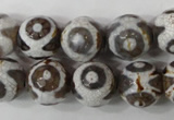 CAG4716 15 inches 14mm faceted round tibetan agate beads wholesale