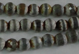 CAG4722 15 inches 6mm faceted round tibetan agate beads wholesale