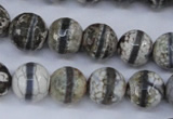 CAG4725 15 inches 12mm faceted round tibetan agate beads wholesale