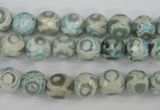 CAG4730 15 inches 8mm faceted round tibetan agate beads wholesale