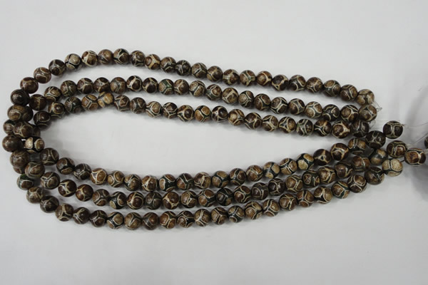 CAG4735 15 inches 8mm round tibetan agate beads wholesale