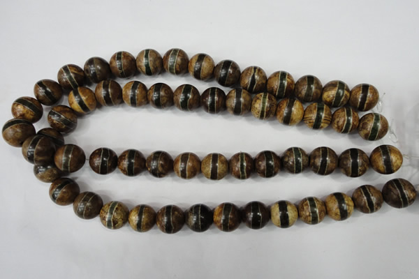 CAG4744 15 inches 14mm round tibetan agate beads wholesale