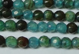 CAG4785 15.5 inches 4mm faceted round fire crackle agate beads