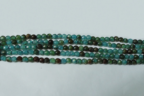 CAG4785 15.5 inches 4mm faceted round fire crackle agate beads