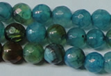 CAG4786 15.5 inches 6mm faceted round fire crackle agate beads