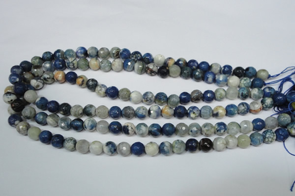 CAG4806 15 inches 8mm faceted round fire crackle agate beads