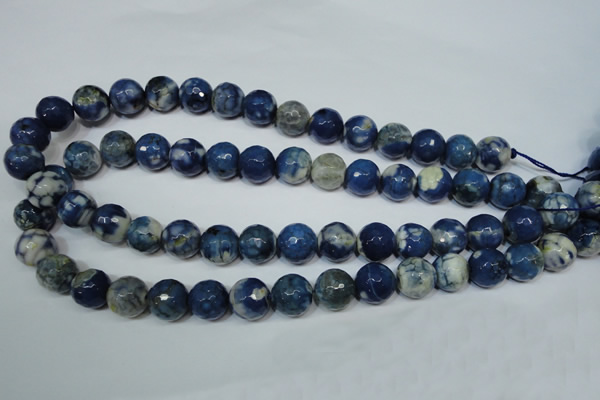 CAG4808 15 inches 12mm faceted round fire crackle agate beads