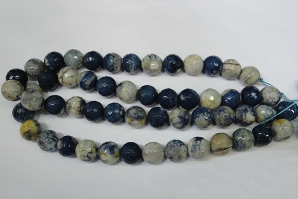 CAG4809 15 inches 14mm faceted round fire crackle agate beads