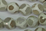 CAG4817 15 inches 12mm faceted round tibetan agate beads wholesale