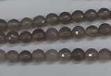 CAG4825 15 inches 6mm faceted round grey agate beads wholesale