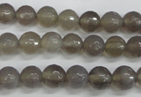 CAG4826 15 inches 8mm faceted round grey agate beads wholesale