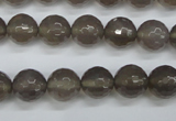 CAG4827 15 inches 10mm faceted round grey agate beads wholesale