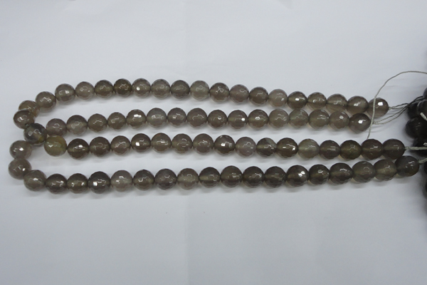 CAG4827 15 inches 10mm faceted round grey agate beads wholesale