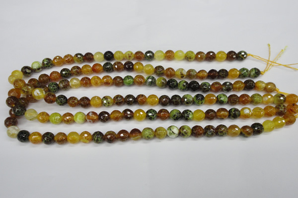 CAG4842 15 inches 8mm faceted round dragon veins agate beads