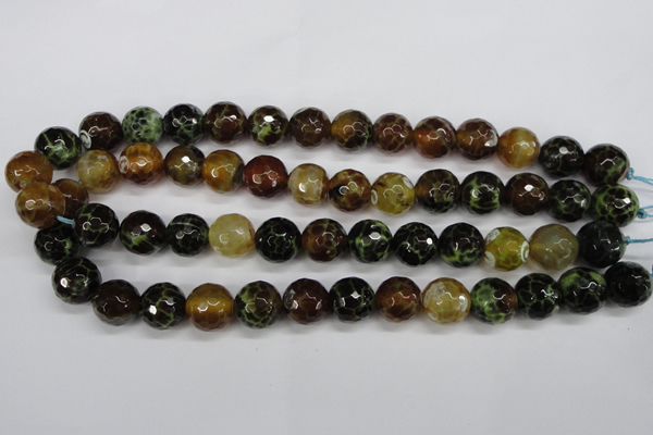 CAG4845 15 inches 14mm faceted round dragon veins agate beads