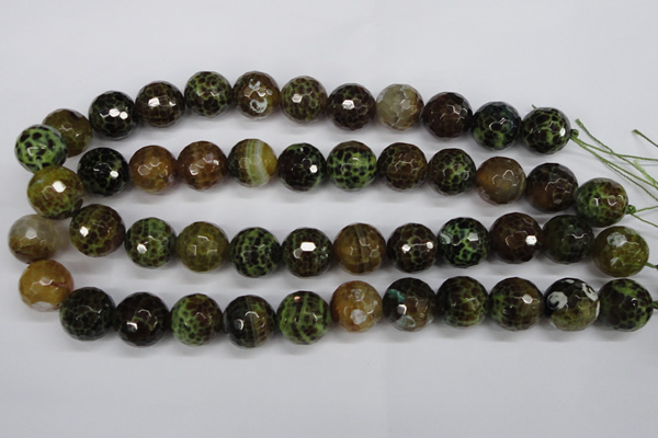 CAG4846 15 inches 16mm faceted round dragon veins agate beads