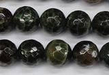 CAG4855 15 inches 14mm faceted round dragon veins agate beads