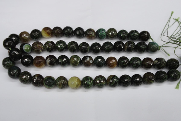 CAG4855 15 inches 14mm faceted round dragon veins agate beads