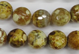 CAG4865 15 inches 14mm faceted round dragon veins agate beads