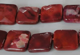 CAG4872 15 inches 14*14mm faceted square fire crackle agate beads