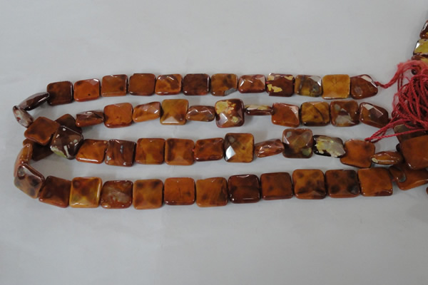 CAG4877 15 inches 14*14mm faceted square fire crackle agate beads