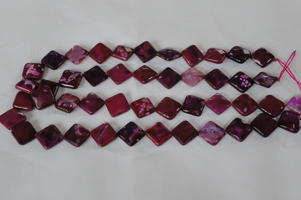 CAG4883 15 inches 14*14mm faceted diamond fire crackle agate beads