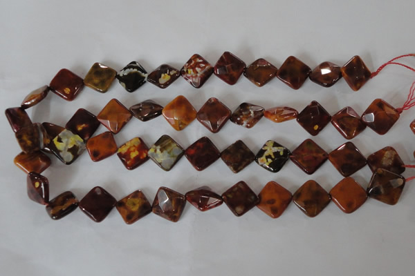 CAG4887 15 inches 14*14mm faceted diamond fire crackle agate beads