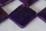 CAG4888 15 inches 25*25mm faceted diamond fire crackle agate beads