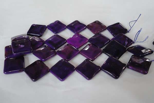 CAG4888 15 inches 25*25mm faceted diamond fire crackle agate beads