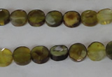 CAG4890 15 inches 8mm faceted coin fire crackle agate beads