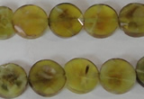 CAG4891 15 inches 12mm faceted coin fire crackle agate beads