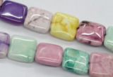 CAG4910 15.5 inches 12*12mm square dyed white agate beads