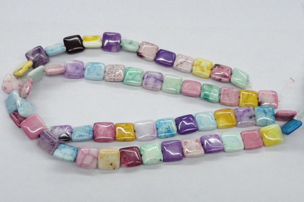 CAG4910 15.5 inches 12*12mm square dyed white agate beads