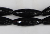 CAG5062 15.5 inches 10*30mm faceted rice black agate beads