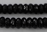 CAG5065 15.5 inches 6*12mm faceted rondelle black agate beads