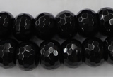 CAG5066 15.5 inches 10*13mm faceted rondelle black agate beads