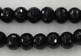 CAG5068 15.5 inches 8*10mm faceted rondelle black agate beads