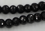 CAG5069 15.5 inches 7*11mm faceted rondelle black agate beads