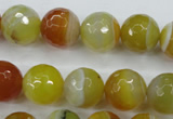 CAG5104 15.5 inches 12mm faceted round line agate beads wholesale