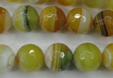 CAG5105 15.5 inches 14mm faceted round line agate beads wholesale