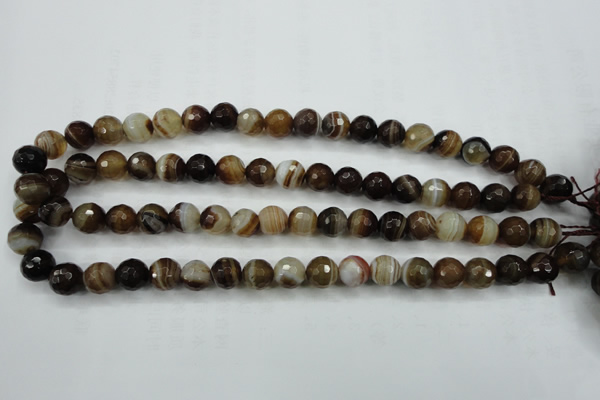 CAG5108 15.5 inches 10mm faceted round line agate beads wholesale