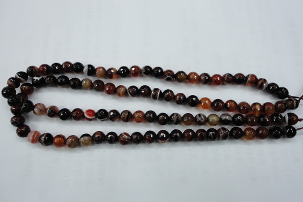 CAG5112 15.5 inches 8mm faceted round line agate beads wholesale