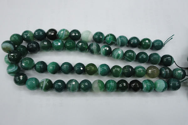 CAG5124 15.5 inches 12mm faceted round line agate beads wholesale