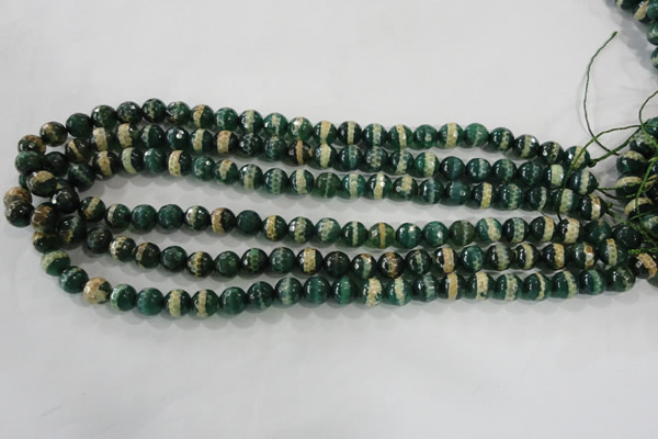 CAG5141 15 inches 8mm faceted round tibetan agate beads wholesale