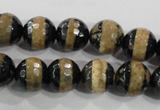 CAG5145 15 inches 10mm faceted round tibetan agate beads wholesale