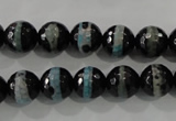 CAG5147 15 inches 10mm faceted round tibetan agate beads wholesale