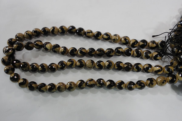 CAG5160 15 inches 10mm faceted round tibetan agate beads wholesale